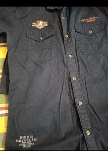 Vintage Style Navy Button-Down Shirt