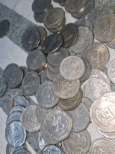 Old Coin Collection 50pcs Mix 1 , 2 And 5 Rs