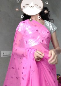 Pink Embellished Saree