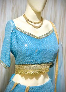 Sky Blue Sequin Lehenga