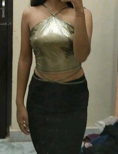 Metallic Halter Top