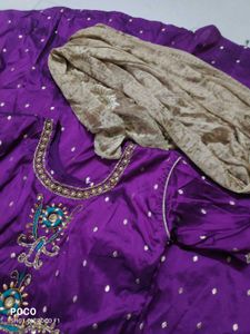 Purple Embroidered Kurta Set