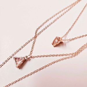 Triple Triangle Rose Gold Necklace