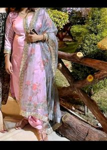 Baby Pink Morden Silk Pure Dress Punjabi Salwar
