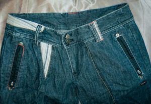 Denim long shorts/jorts w Colourblocking