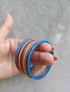 Combo Of 4 Types Of Bangles, Peache Colour, Purple, Brown And Multicolor