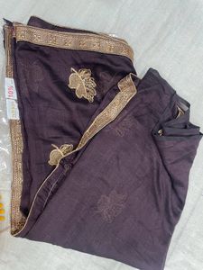 Chinon Fabric with Golden Embroidery Saree