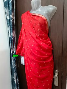 Red Stone Work Saree