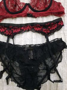 Red &amp; Black Lace Lingerie Set