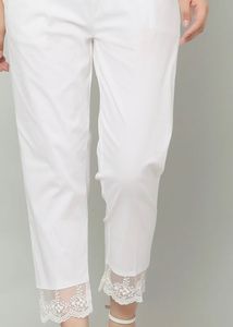 White Lace Hem Pants
