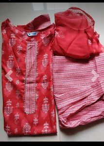 Red Kurti Pant Duppta Set