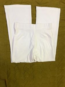 White Highwaisted Straight Fit Trouser