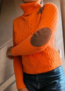 Orange Knit Turtleneck Sweater