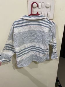 Floral Embroidered Striped Shirt