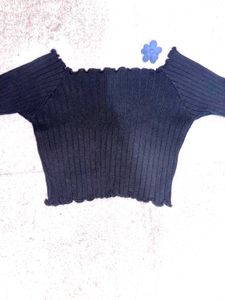 Black Offshoulder Crop Top
