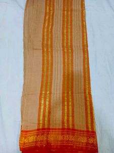 Orange Border Cotton Saree