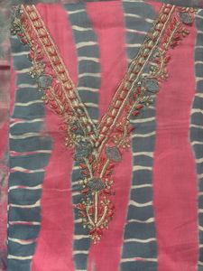 Pink &amp; Grey Dress Material