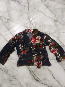 Floral Print Tie-Front Top