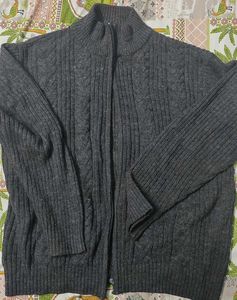 Cozy Gray Cable Knit Cardigan