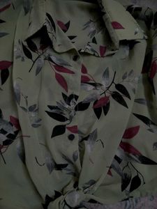 Olive CROP  Tie Shirt