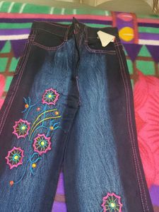 Embroidered Bell Bottom Jeans