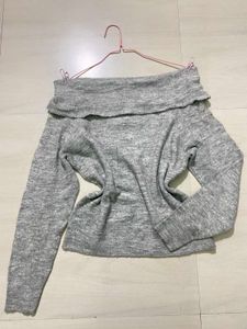 H&amp;M Gray Off-Shoulder Sweater