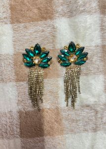 Emerald Rhinestone Dangle Earrings