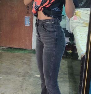 Charcoal Gray Flare Jeans