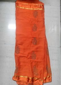 Soft Chiffon Orange Saree