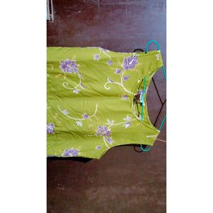 Olive Green Floral Dress
