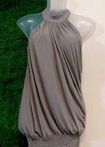 Backless Neck Gathered Halter Top