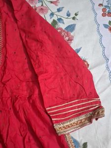 Red Embroidered Kurta Set