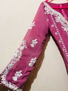 Elegant Rose Pink Embroidered Pakistani Suit