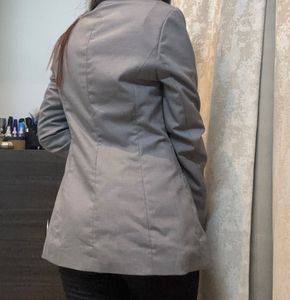 Gray Double-Breasted Blazer