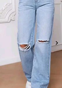 Wide-Leg Ripped Jeans Women