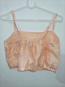 Peach Lehenga Choli Set With Dupatta