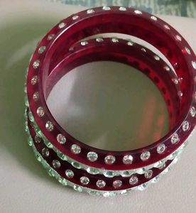 Burgundy &amp; Crystal Bangles