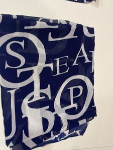 Blue Printed Chiffon Square Scarf