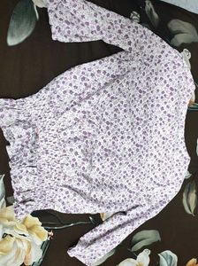 Beautiful White Top   With Prints