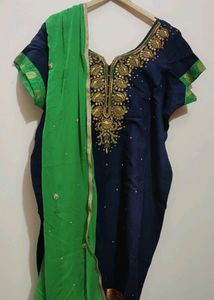 Blue Green Cotton Plazo Suit For Healthy Girl Or W