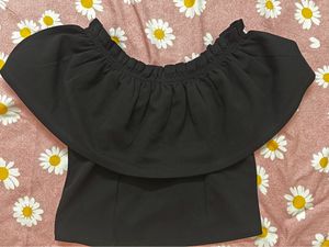 Off Shoulder Black Crop Top