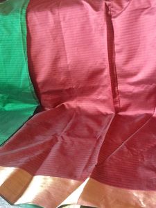 Brand New Green Silkblend Saree with Gold Border