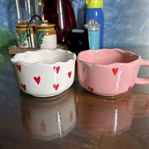 Heart Print Ceramic Mugs