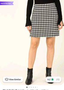 Brand New Black and White Checked Mini Skirt