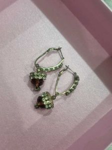 Gold Plated Earings And Pruple Color Rustic Earing