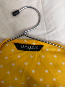 Harpa Yellow Wrap Top | Polka Dot Print | Size 38