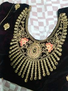 Embroidered Velvet Blouse
