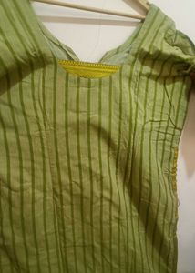 Green Striped South Cotton Kurti
