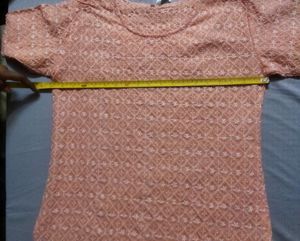 Stylish Chikari Kurti With Embroidery, Size-L, Length-30inch, Color-Peach (Color 2 More Available)