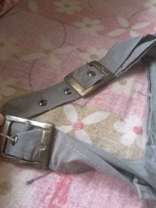 Gray Dress with Buckle Straps